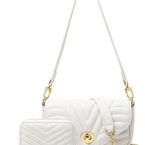 Faux Leather Quilted Crossbody Bag Small RFID Wallet Purse with Removable Straps